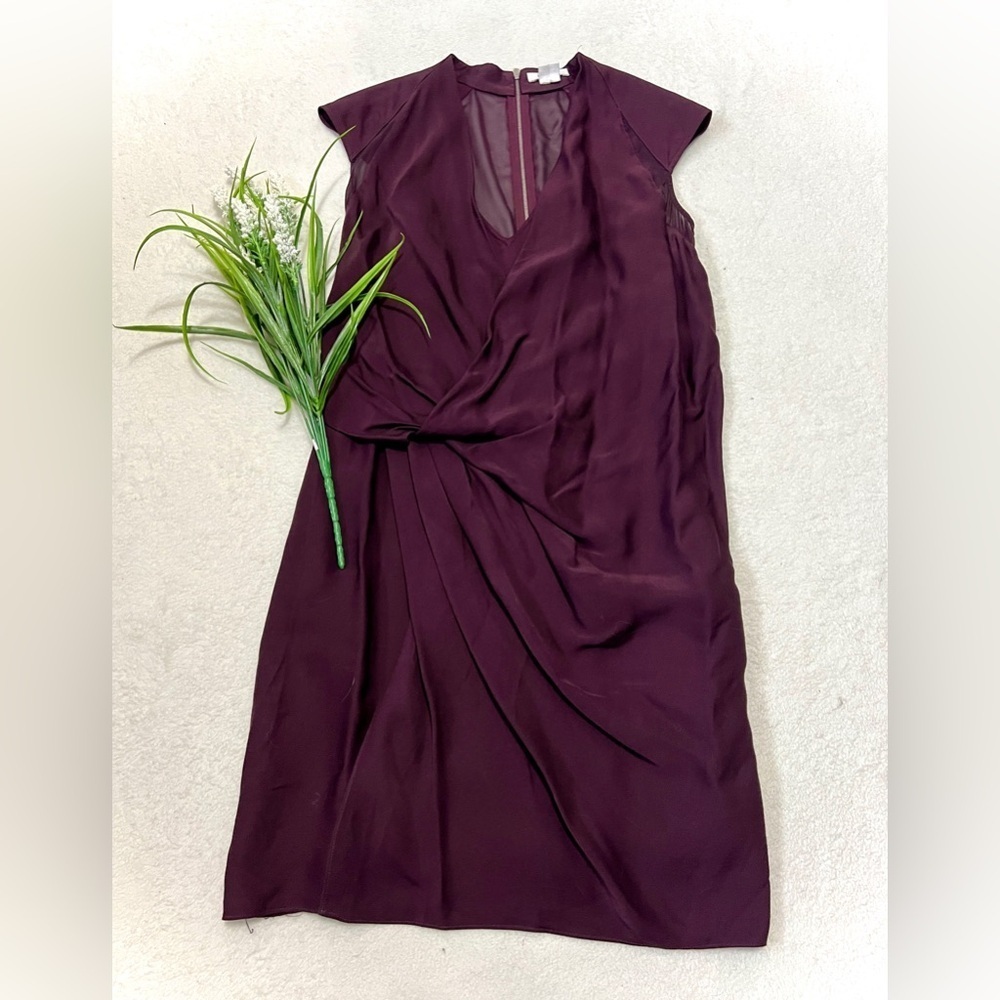 Helmut Lang Draped Faux Wrap Silk Blend Cocktail Dress - Size 4
